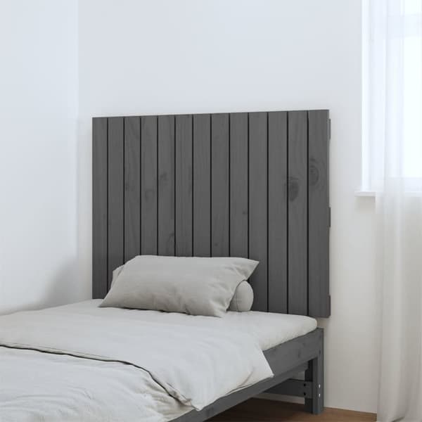 sengegavl 82,5x3x60 cm massivt fyrretræ grå