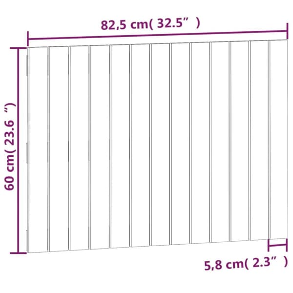 sengegavl 82,5x3x60 cm massivt fyrretræ grå