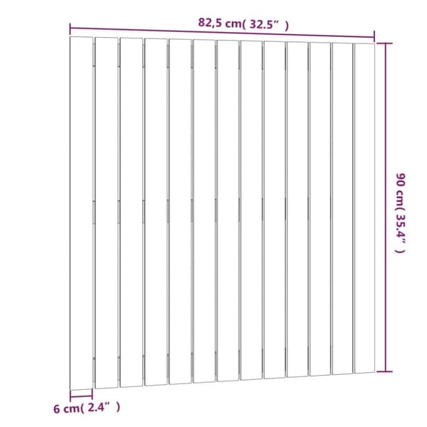 sengegavl 82,5x3x90 cm massivt fyrretræ gyldenbrun