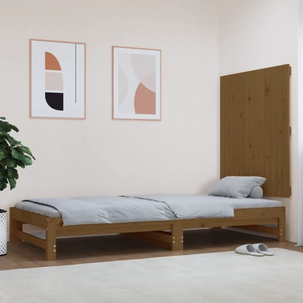 sengegavl 82,5x3x90 cm massivt fyrretræ gyldenbrun