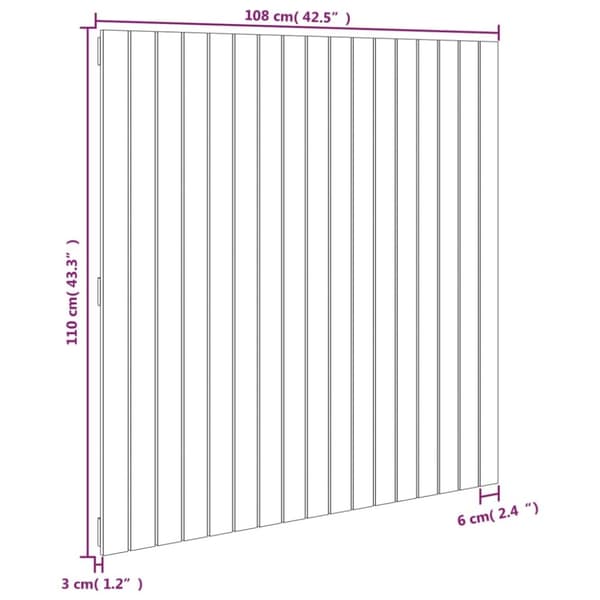 væghængt sengegavl 108x3x110 cm massivt fyrretræ grå