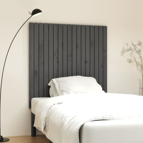 væghængt sengegavl 108x3x110 cm massivt fyrretræ grå