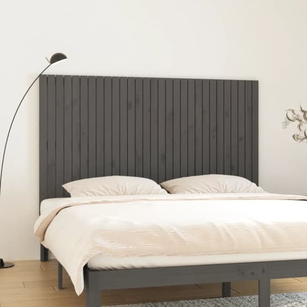 Sängynpääty seinälle harmaa 185x3x110 cm täysi mänty