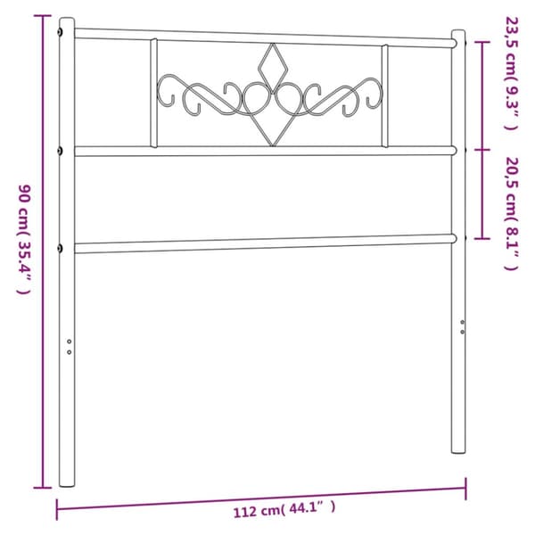 sengegavl 107 cm metal hvid