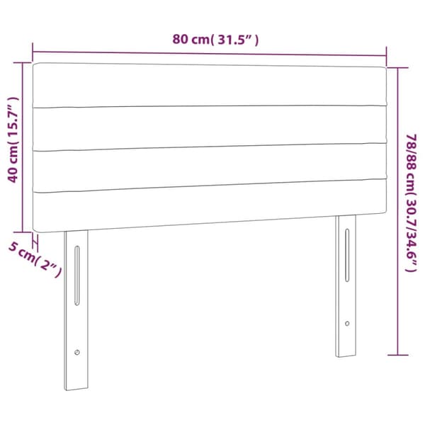 sengegavl med LED-lys 80x5x78/88 cm stof blå
