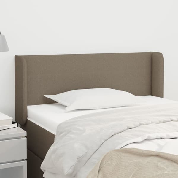 sengegavl med kanter 103x16x78/88 cm stof gråbrun