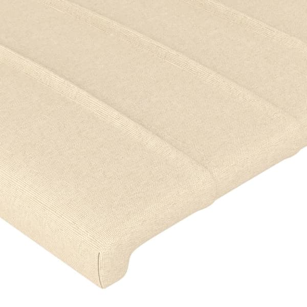 sengegavl med kanter 183x16x78/88 cm stof cremefarvet