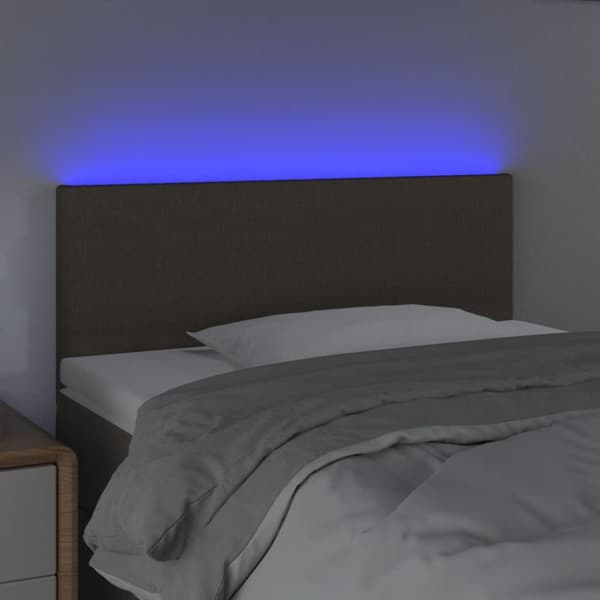 sengegavl med LED-lys 100x5x78/88 cm stof gråbrun