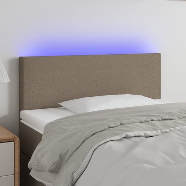 sengegavl med LED-lys 100x5x78/88 cm stof gråbrun