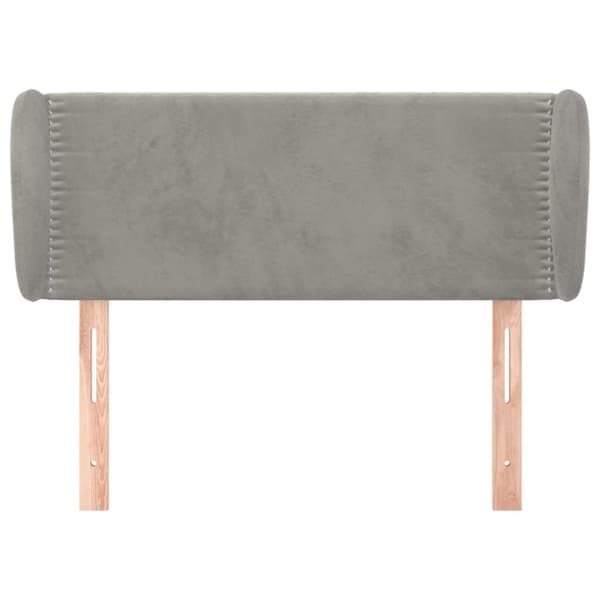 sengegavl med kanter 83x23x78/88 cm fløjl lysegrå