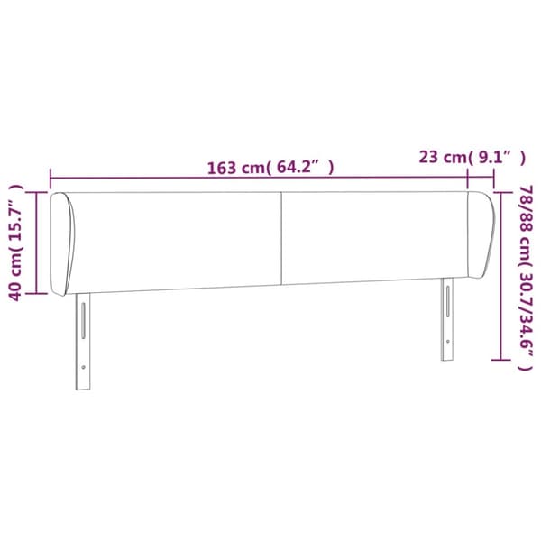 sengegavl med kanter 163x23x78/88 cm stof sort