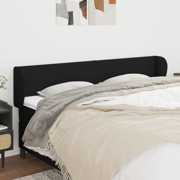 sengegavl med kanter 163x23x78/88 cm stof sort