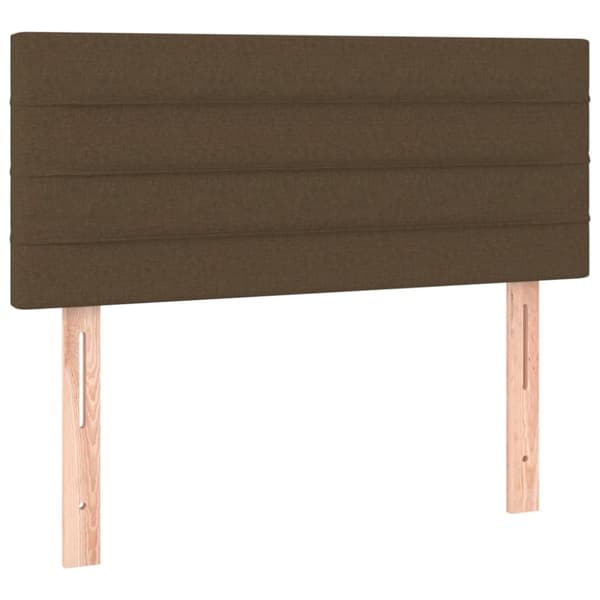 sengegavl med LED-lys 100x5x78/88 cm stof mørkebrun