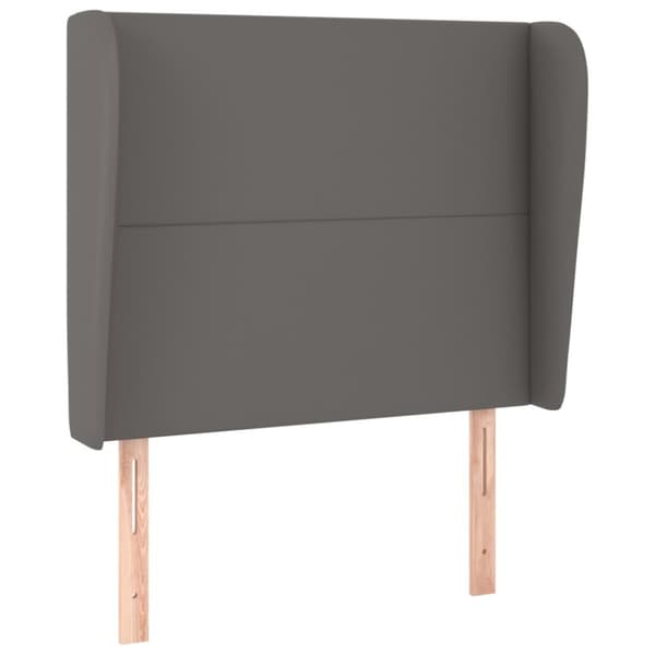 sengegavl med kanter 93x23x118/128 cm kunstlæder grå