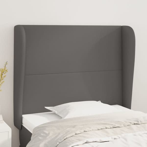sengegavl med kanter 93x23x118/128 cm kunstlæder grå