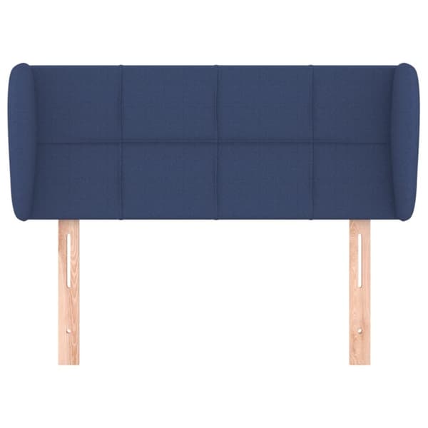 Sänggavel med kanter blå 103x23x78/88 cm tyg