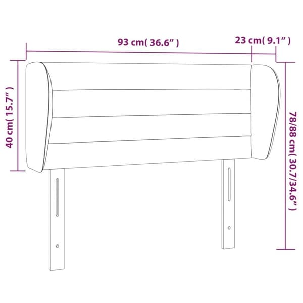 sengegavl med kanter 93x23x78/88 cm stof cremefarvet