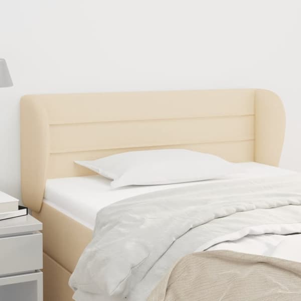 sengegavl med kanter 93x23x78/88 cm stof cremefarvet