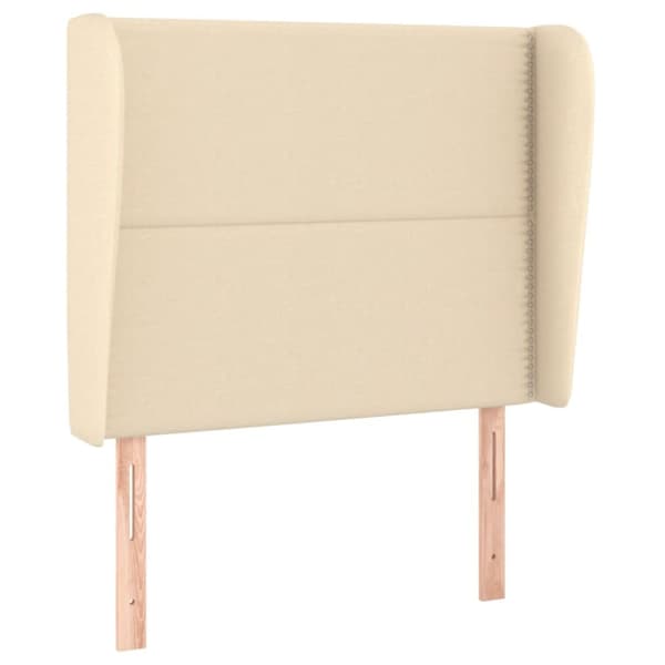 sengegavl med kanter 83x23x118/128 cm stof cremefarvet