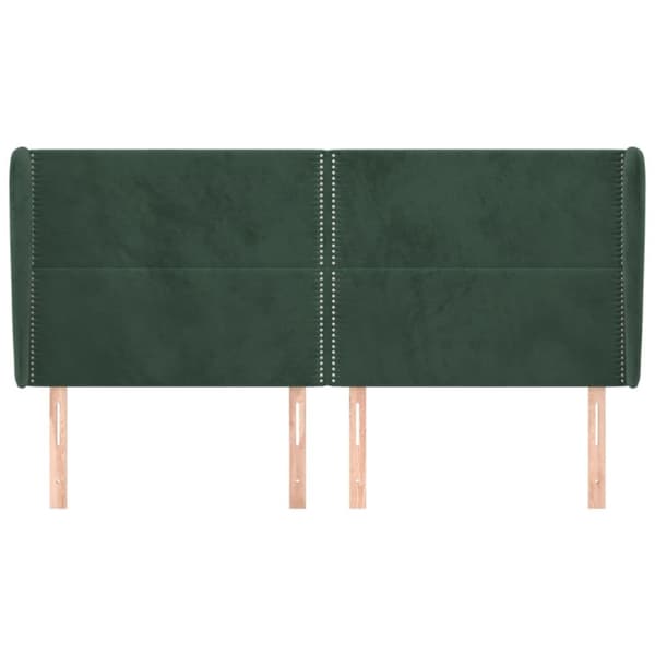 sengegavl med kanter 203x23x118/128 cm fløjl mørkegrøn