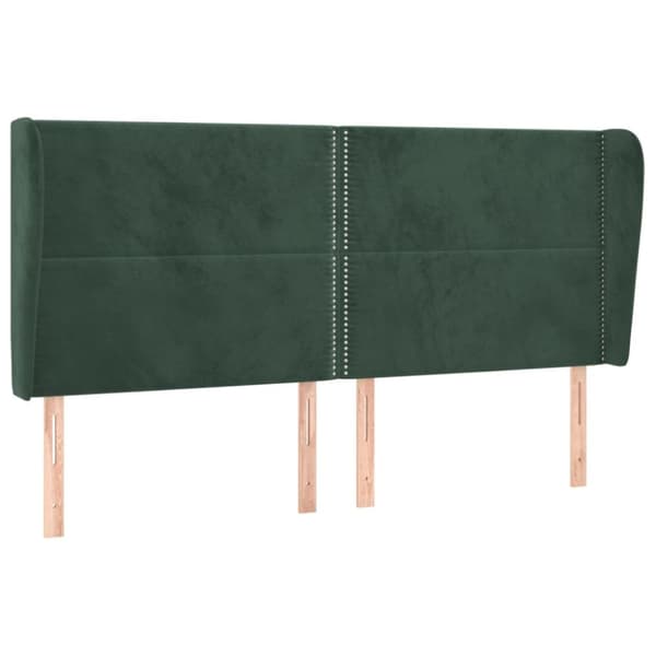 sengegavl med kanter 203x23x118/128 cm fløjl mørkegrøn