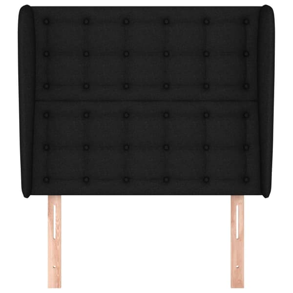 sengegavl med kanter 103x23x118/128 cm stof sort