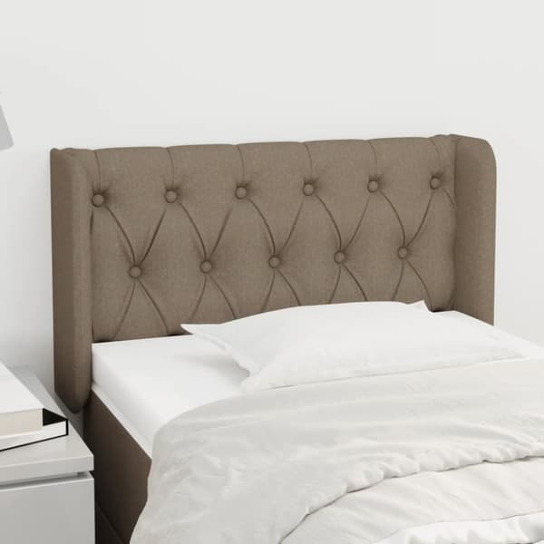 Sänggavel med kanter taupe 83x16x78/88 cm tyg