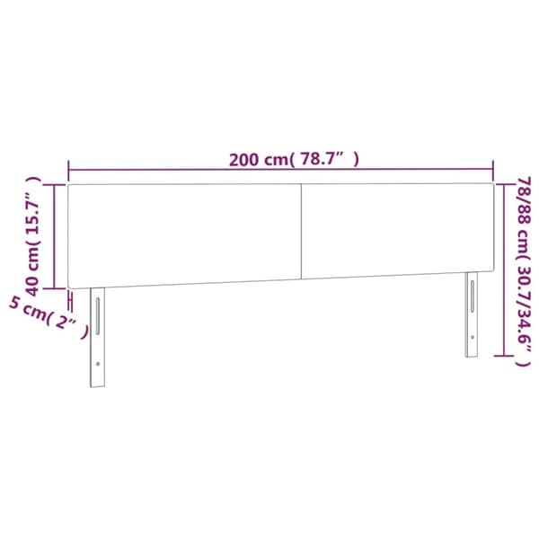sengegavl med LED-lys 200x5x78/88 cm stof mørkebrun