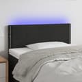 Miniatyrbillede 1 af 6: sengegavl med LED-lys 100x5x78/88 cm fløjl sort