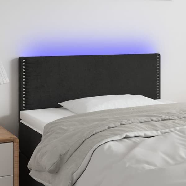 sengegavl med LED-lys 100x5x78/88 cm fløjl sort