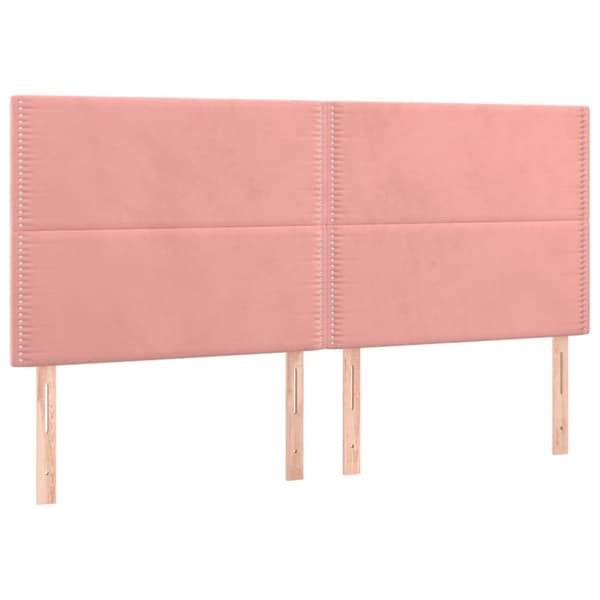 sengegavl med LED-lys 180x5x118/128 cm fløjl lyserød