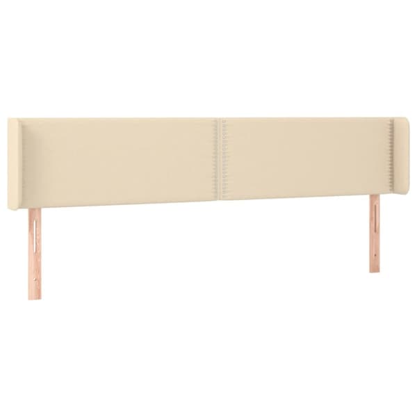 sengegavl med LED-lys 163x16x78/88 cm stof cremefarvet