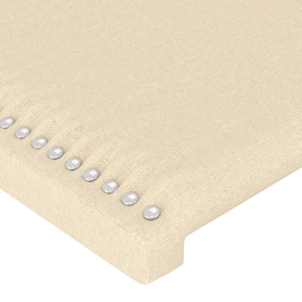 sengegavl med LED-lys 163x16x78/88 cm stof cremefarvet
