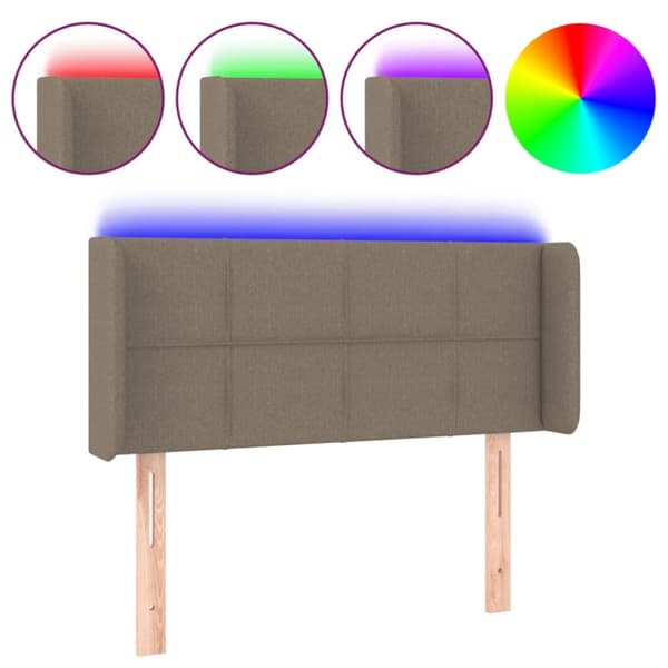 Sänggavel LED taupe 93x16x78/88 cm tyg
