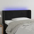Miniatyrbillede 1 af 6: sengegavl med LED-lys 93x16x78/88 cm fløjl sort