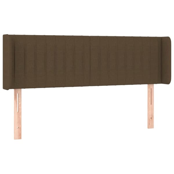 sengegavl med LED-lys 147x16x78/88 cm stof mørkebrun
