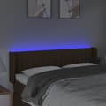Miniatyrbillede 4 af 6: sengegavl med LED-lys 147x16x78/88 cm stof mørkebrun