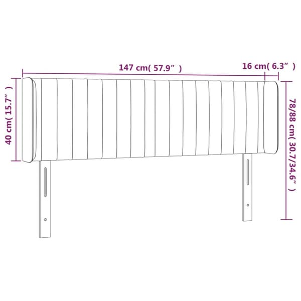 sengegavl med LED-lys 147x16x78/88 cm stof mørkebrun