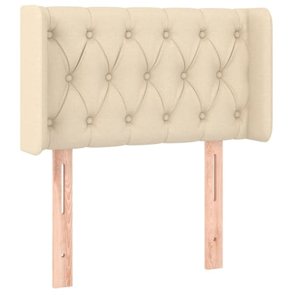 sengegavl med LED-lys 83x16x78/88 cm stof cremefarvet