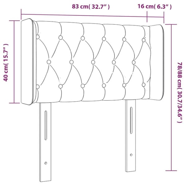sengegavl med LED-lys 83x16x78/88 cm stof cremefarvet