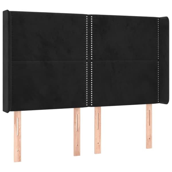 sengegavl med LED-lys 147x16x118/128 cm fløjl sort
