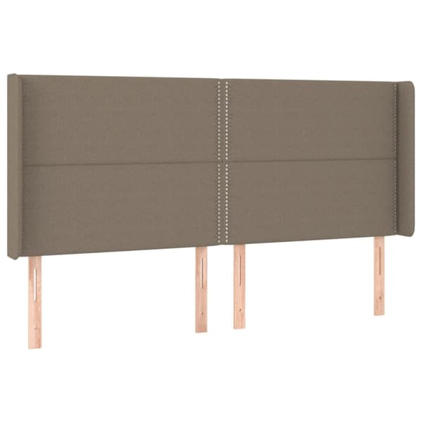 sengegavl med LED-lys 163x16x118/128 cm stof gråbrun