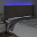 Miniatyrbillede 4 af 6: sengegavl med LED-lys 163x16x118/128 cm stof gråbrun