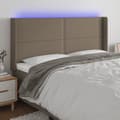 Miniatyrbillede 1 af 6: sengegavl med LED-lys 163x16x118/128 cm stof gråbrun