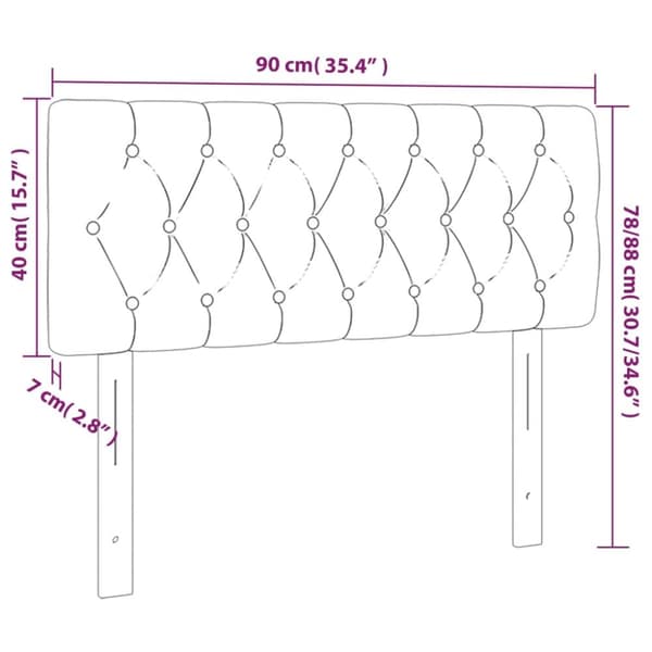 sengegavl 90x7x78/88 cm stof cremefarvet