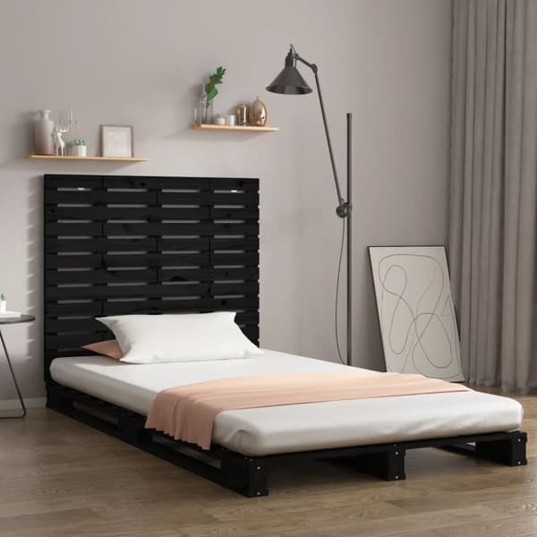 sengegavl 106x3x91,5 cm massivt fyrretræ sort