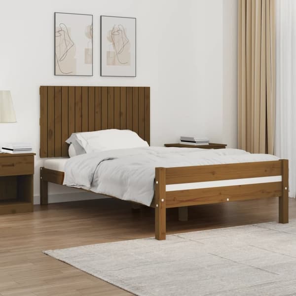 Sängynpääty seinälle hunajanruskea 108x3x60 cm täysi mänty