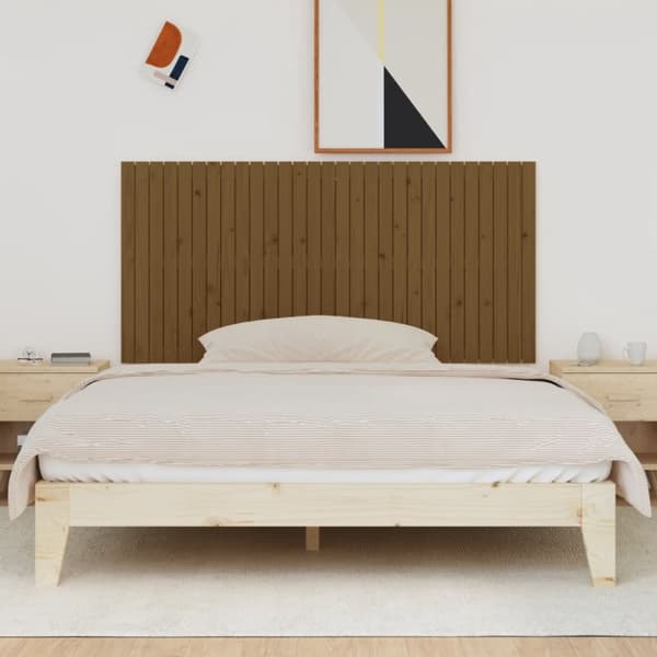 Sängynpääty seinälle hunajanruskea 185x3x90 cm täysi mänty