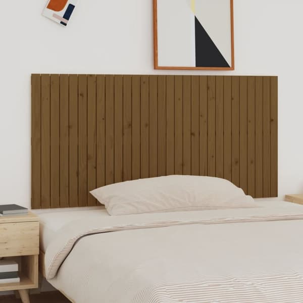 Sängynpääty seinälle hunajanruskea 185x3x90 cm täysi mänty