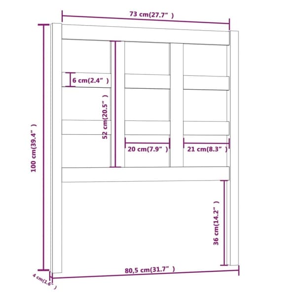sengegærde 80,5x4x100 cm massivt fyrretræ